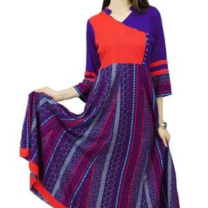 - Royal Blue and Red Authentic Indian Dress  Size XL